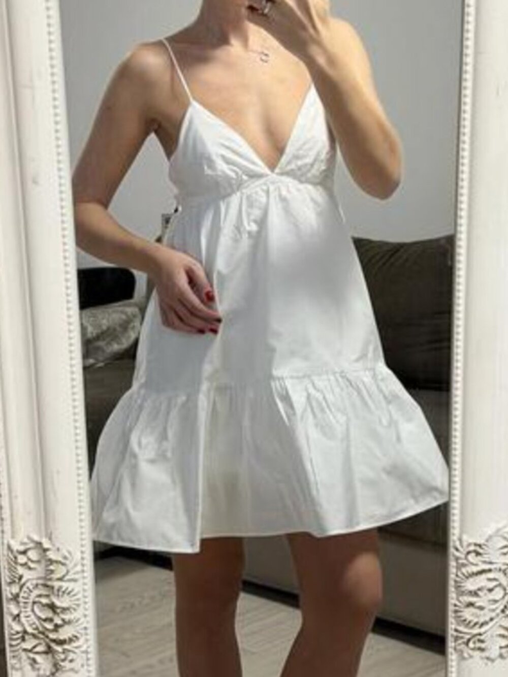 Zara Mini Poplin Dress With Tie Back Detail